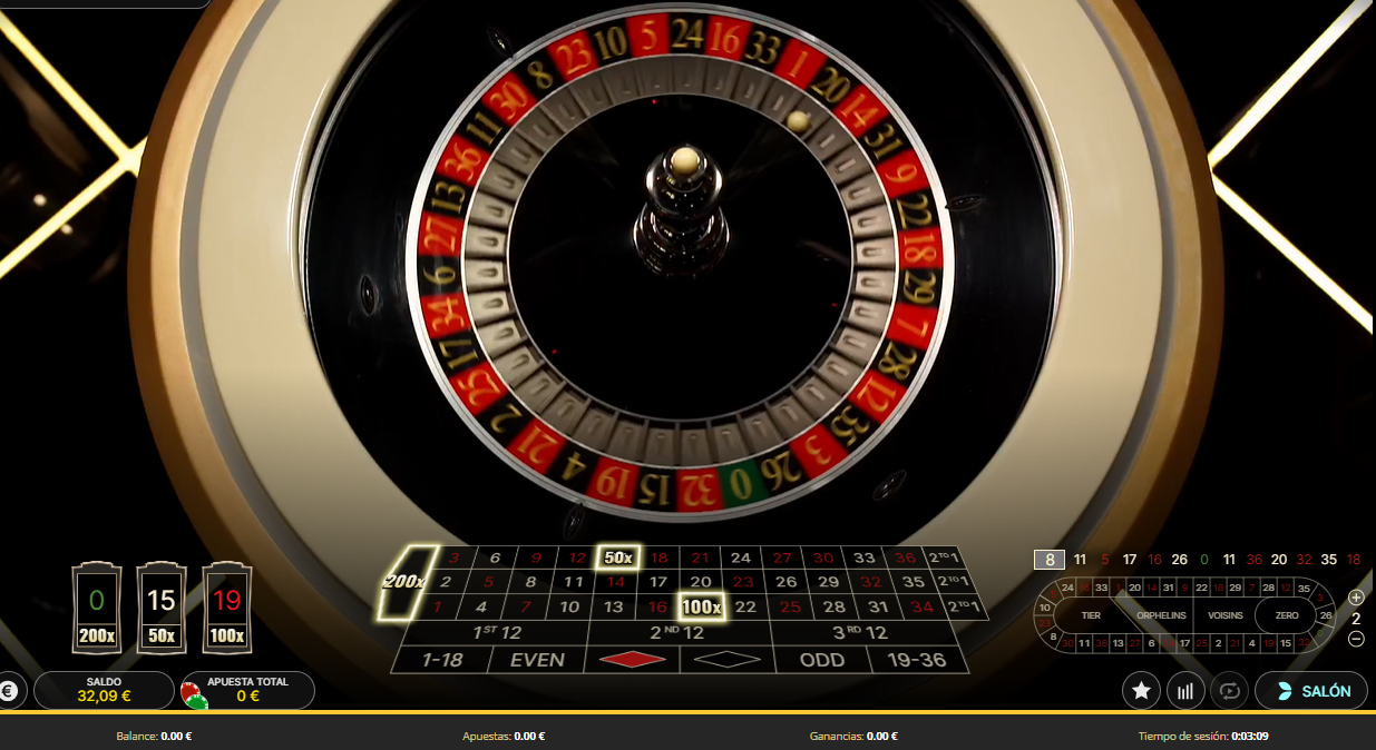 Vista de la Ruleta Relámpago en Vivo en YoCasino